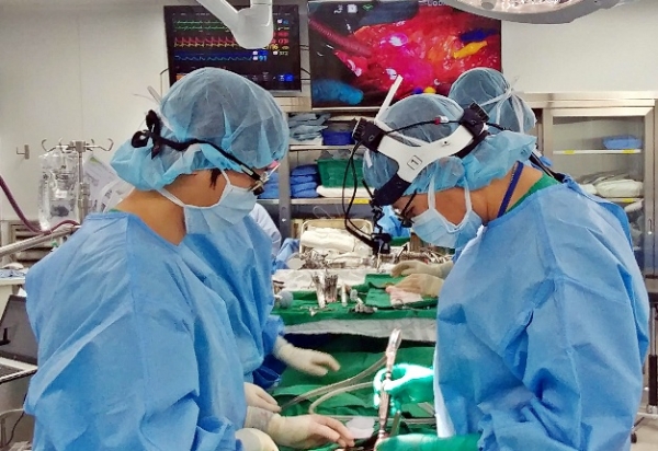 세브란스 심혈관외과 이승현 교수팀이 대동맥판막치환술을 시행하고 있다.