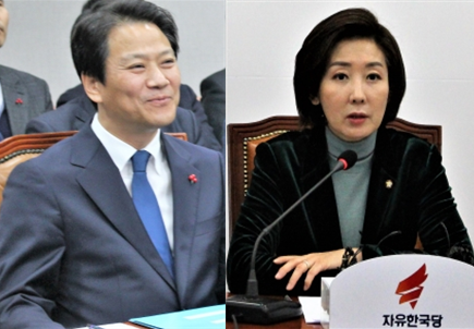 임종석 전 대통령 비서실장(왼쪽)과 나경원 자유한국당 원내대표. (사진= 원성훈 기자)
