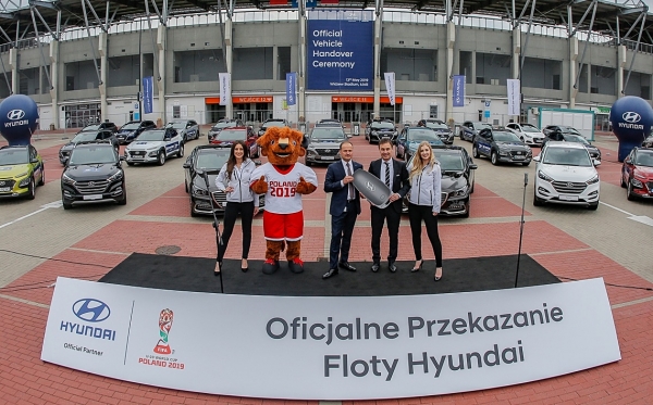 현대차가 'FIFA U20 월드컵 폴란드 2019'에 공식 차량 전달식을 개최했다. (사진=현대자동차)