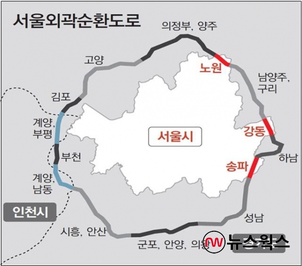 서울외곽순환고속도로 위치도(사진=경기도)