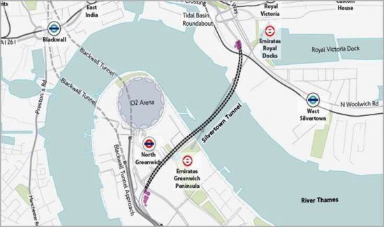영국 런던 ‘실버타운 터널 사업’ 공사 위치도. (이미지제공=SK건설)