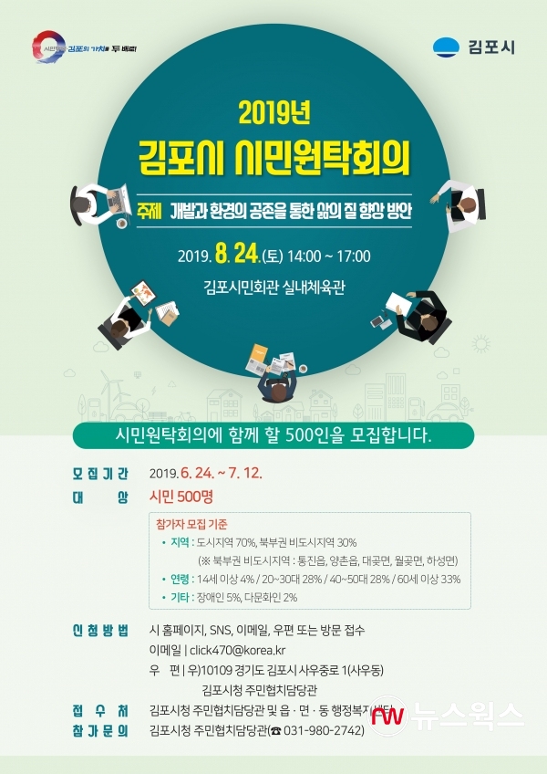 김포시 시민원탁회의 참가자 모집 포스터