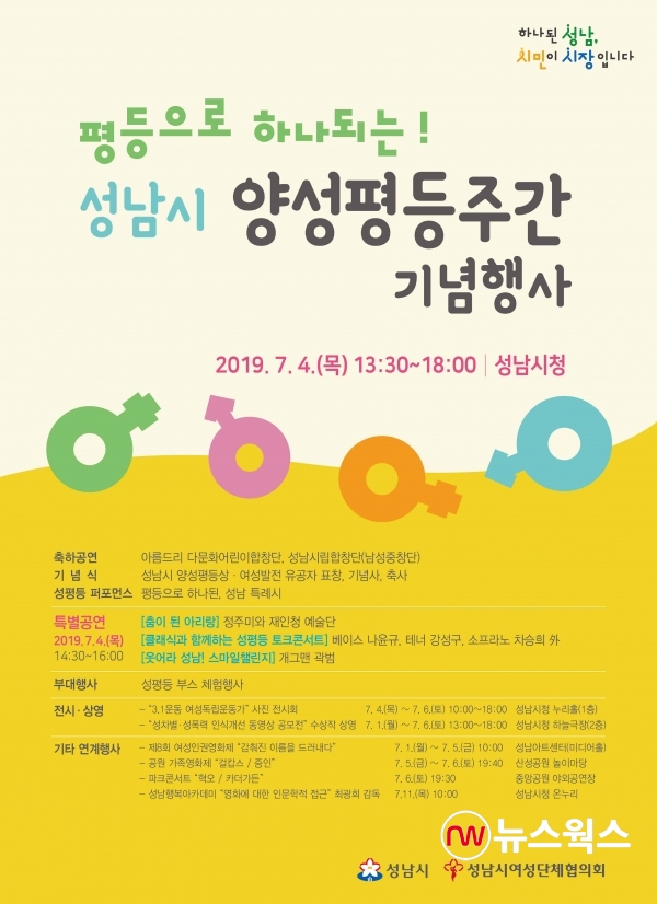 2019 성남시 양성평등주간 행사 안내 포스터