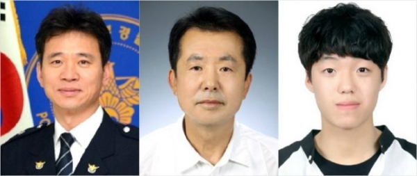 임창균(왼쪽부터) 포항북부경찰서 경위, 김영근 씨, 구교돈 씨 (사진제공=LG복지재단)