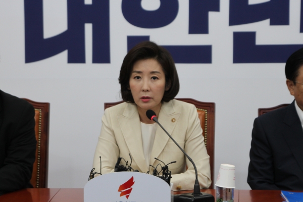 나경원 자유한국당 원내대표는 19일 국회에서 열린 원내대책회의에서 발언하고 있다. (사진= 원성훈 기자)