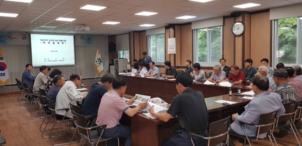 성주군은 지난 6일 금수면사무소에 안정적인 농업용수 공급을 위한 금수 어은지구 소규모 용수개발사업 주민설명회를 개최했다. (사진제공=성주군)