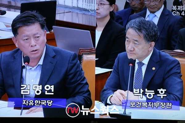 2018년 국정감사에서 보건복지부 박능후 장관에게 질의하는 김명연 의원