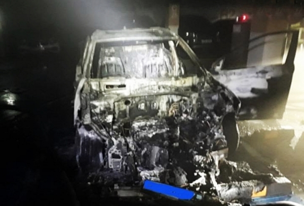 13일 새벽 고운동 가랑마을 17단지 지하주차장에서 발생한 차량 화재 모슴(사진=세종소방본부)