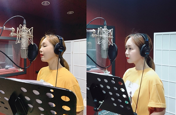 임정희가 MBN·드라맥스 '우아한 가(家)' OST 녹음실을 공개했다. (사진=소속사 제공)