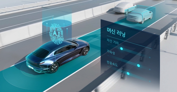 현대차·기아차가 개발한 SCC-ML은 인공지능 기술을 더해, 운전자의 주행성향을 차가 스스로 학습해 SCC 작동 시 운전자와 거의 흡사한 패턴으로 자율주행을 해준다.(자료 제공=현대자동차)