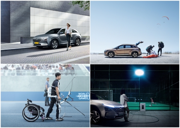 (좌상단부터 시계방향으로) 네덜란드, 미국, 한국, 중국 현지의 현대차 글로벌 브랜드 캠페인 영상 Because of you의  장면들(사진=현대자동차)