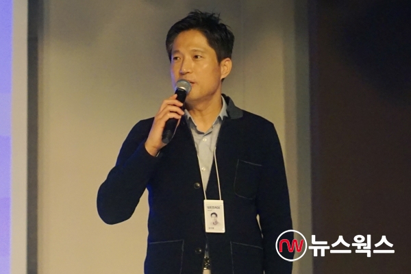 김석환 위메이드트리 대표가 '위믹스 네트워크'를 소개하고 있다. (사진=박준영 기자)