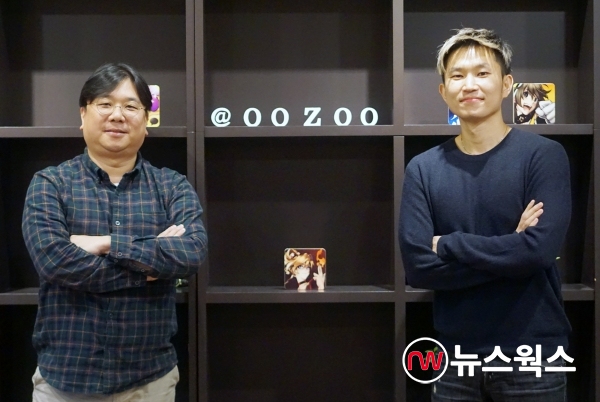 '엑소스 히어로즈' 개발사 우주의 최동호(왼쪽) 대표와 최영준 디렉터. (사진=박준영 기자)