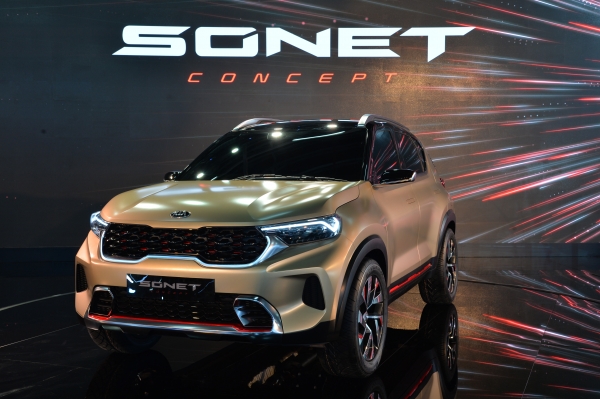 5일 인도 델리모터쇼에서 최초 공개된 기아차 ‘쏘넷(SONET) 콘셉트’는 올해 하반기 인도시장에서 출시 예정이다. (사진제공=기아자동차)