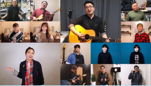 '방-방 프로젝트' 참가자들의 '슈퍼스타 함께부르기' 뮤직비디오. (사진=POCLANOS 유튜브 캡처)