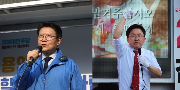 우희종(왼쪽) 더불어시민당 공동대표와 김용태(오른쪽) 미래통합당 의원. (사진=우희종/김용태 페이스북)