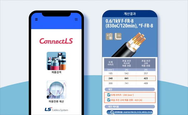 LS전선이 개발한 케이블 추천 앱 커넥트LS 화면 (사진제공=LS전선)