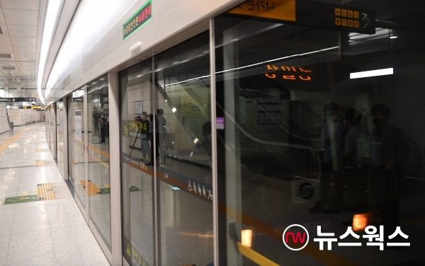 8일 개통되는 지하철 5호선 하남풍산역 승강장 모습(사진제공=하남시)
