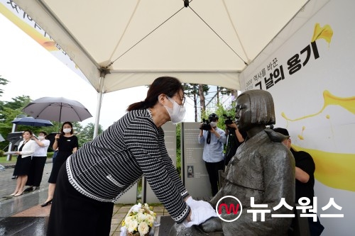 기림의 날을 맞아 일본군위안부 피해자 추모식에 참석한 은수미 시장(사진제공=성남시)