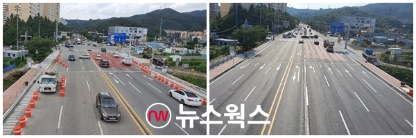 탄벌교 사거리 교통환경 개선 전·후 모습 (사진제공=광주경찰서)