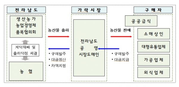 가락시장 '전라남도 공영시장도매인제' 운영 체계 개요. (자료제공=서울시)