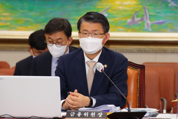 은성수 금융위원장이 12일 정무위원회 국정감사에 참여했다. (사진제공=국회 사진공동취재단)
