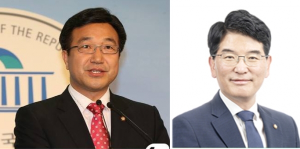 ​윤호중(왼쪽) 민주당 의원 vs. 박완주 민주당 의원. (사진=윤호중·박완주 페이스북 캡처)