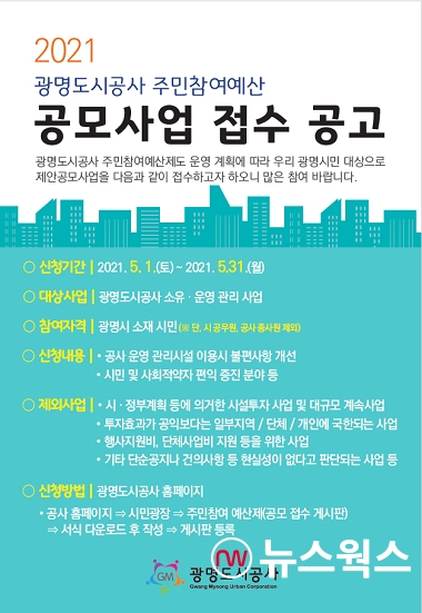 광명도시공사, 2021년 주민참여예산 사업 공모 안내 포스터(제공=광명도시공사)
