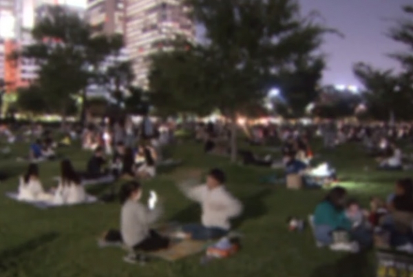 사회적 거리두기 2.5단계 조치 이후 다수의 인원이 한강공원에 모여 야간 음주를 즐기고 있다. (사진=SBS뉴스 캡처)