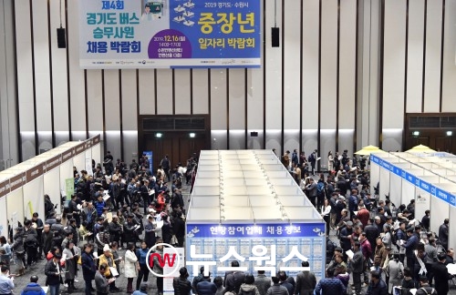 2019년 12월 수원컨벤션센터에서 개최된 중장년 일자리 박람회에 많은 시민들이 참가하고 있다(사진제공=수원시)