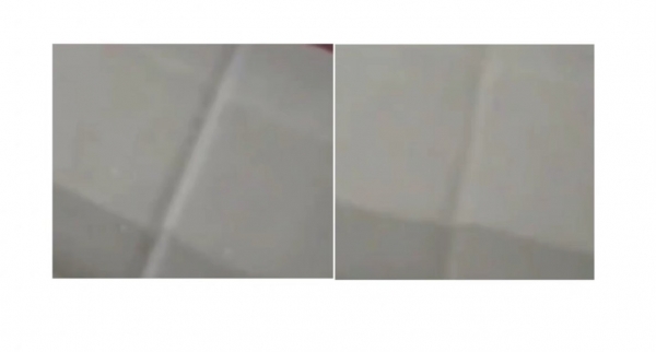갤럭시Z폴드3(왼쪽)와 갤럭시Z폴드4의 주름 상태 비교. (사진=아이스유니버스 트위터 캡처)