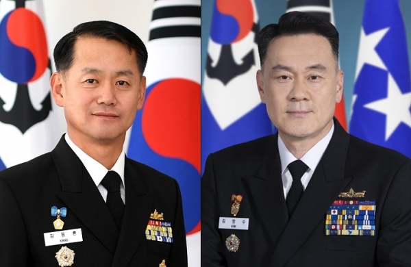 강동훈(왼쪽) 해군참모차장·김명수 해군작전사령관. (사진제공=국방부)