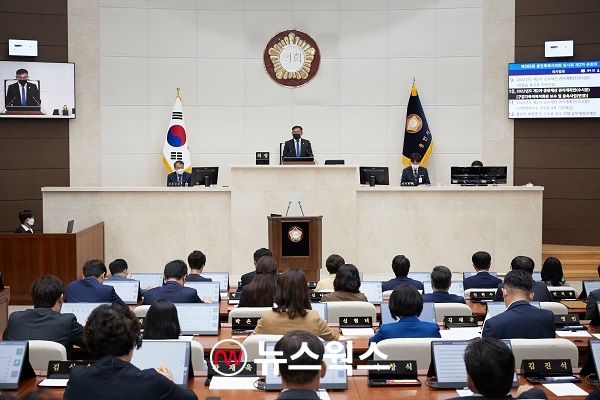 용인시의회는 26일 제2차 본회의를 열고 제265회 임시회를 폐회하고 있다. (사진제공=용인시의회)