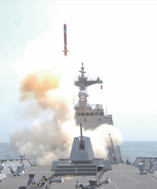 국방과학연구소에서 개발한 함대지 순항비사일인 해성Ⅱ가 발사되는 모습. (사진=국방과학연구소 홈페이지 캡처)