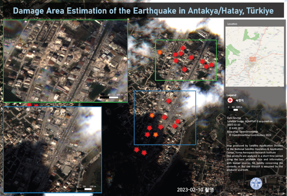 튀르키예 지진피해지역 위성 영상 (사진제공=과기정통부)