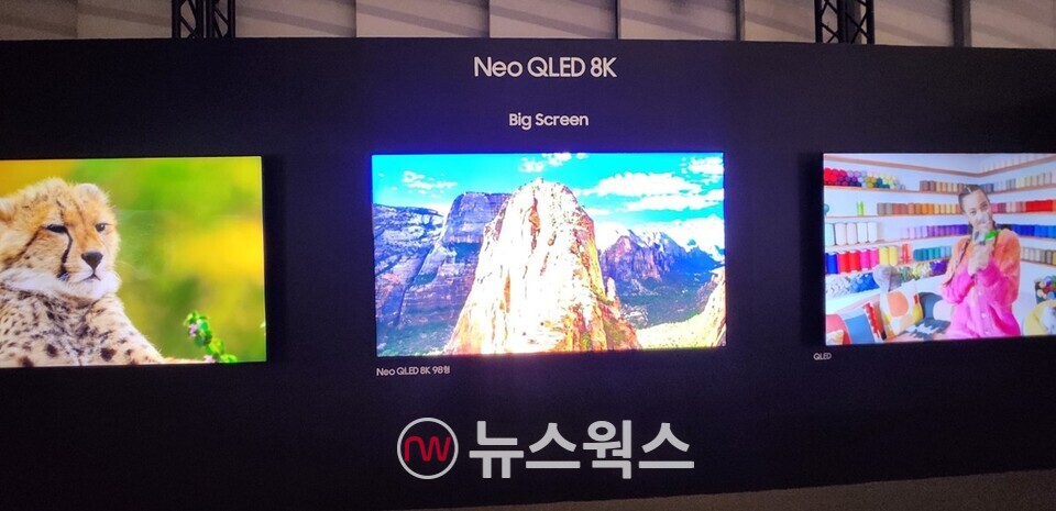 Neo QLED 8K 98형을 포함한 2023년형 삼성 QLED TV 라인업. (사진=전다윗 기자)