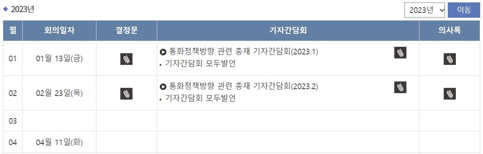 차기 한국은행 금융통화위원회는 4월 11일로 예정돼있다. (자료=한국은행 홈페이지 캡처)