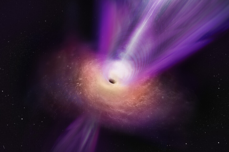 블랙홀의 부착원반과 제트를 나타낸 상상도. (그림제공=천문연구원)