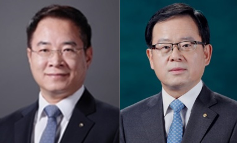 이석태(왼쪽) 우리은행 국내영업부문장, 조병규 우리금융캐피탈 대표. (사진제공=우리금융지주)