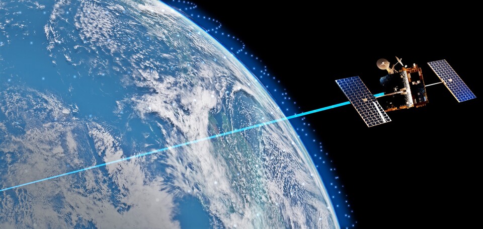 원웹의 위성망을 활용한 한화시스템 ′저궤도 위성통신 네트워크′ 가상도. (사진제공=한화시스템)