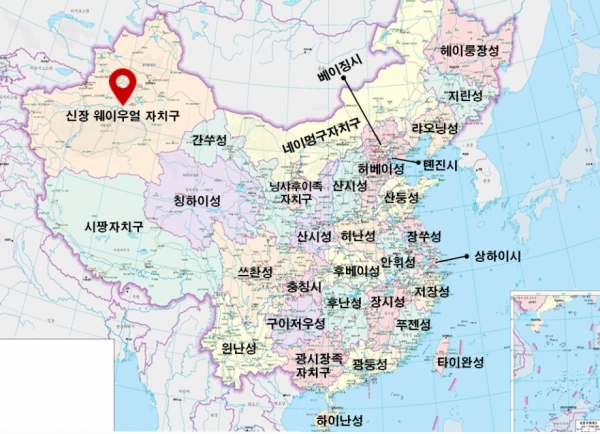 중국 지도 (사진=중국주서울관광청 홈페이지 갈무리)