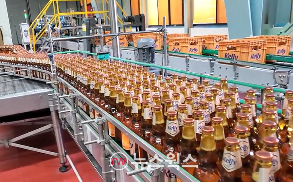 하이트진로 강원공장의 '켈리' 맥주 생산라인 가동 모습. (사진제공=하이트진로)