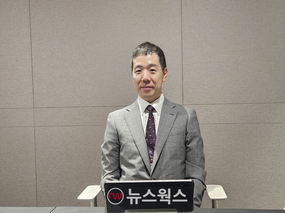 10일 임태혁 삼성자산운용 ETF운용본부 상무가 한국거래소에서 열린 '2023 글로벌 ETP 콘퍼런스'에서 기자들과 인터뷰를 하고 있다. (사진=유한새 기자)