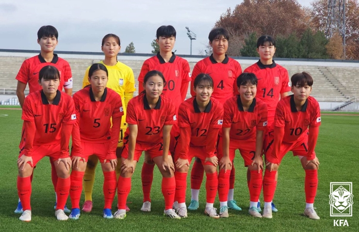 우즈베키스탄 U-19 대표팀과의 평가전에 나선 여자 U-19 대표팀의 선발11 모습. (출처=대한축구협회)