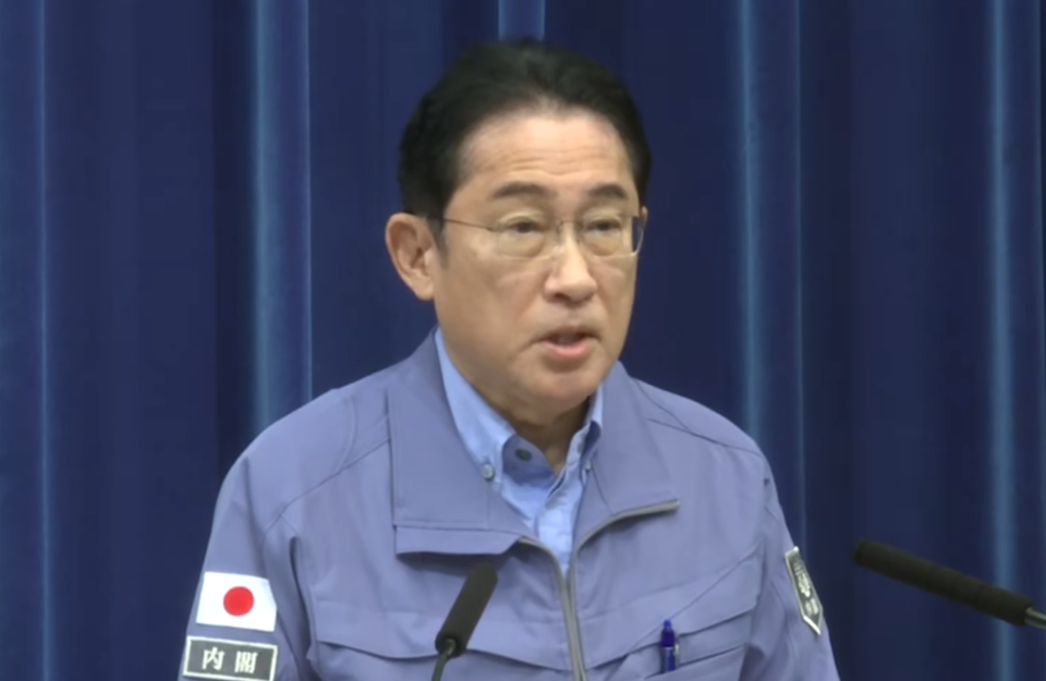 지난 2일 기시다 후미오 일본 총리가 이시카와현 노토 반도에 발생한 지진 피해에 대해 브리핑을 하고 있다. (출처=일본 총리실 페이스북)