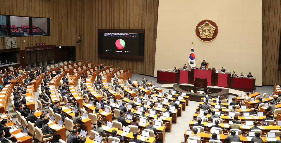 9일 오후 서울 여의도 국회 본회의장에서 제411회 국회(임시회) 제4차 본회의가 열리고 있다. (사진=뉴스1)