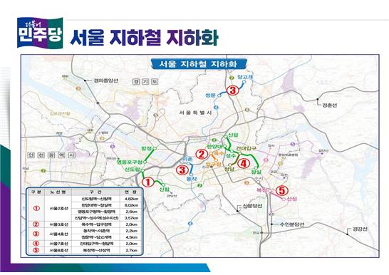 서울 지하철 지하화 노선 및 구간. (사진제공=오현정 예비후보)