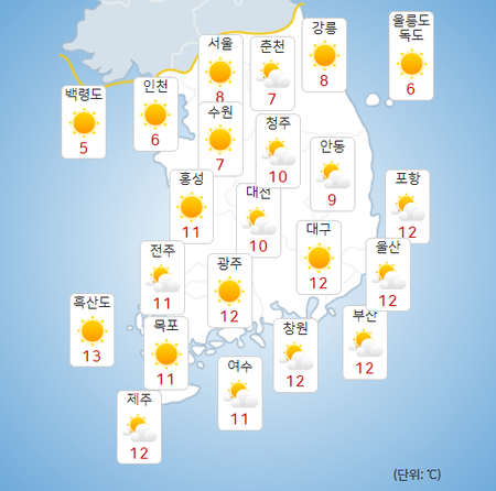 3일 주요 지역별 오후 최고기온. (출처=기상청 날씨누리)