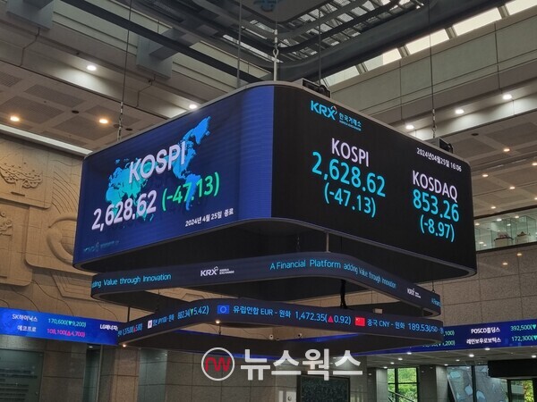 한국거래소 전광판. (사진=박성민 기자)