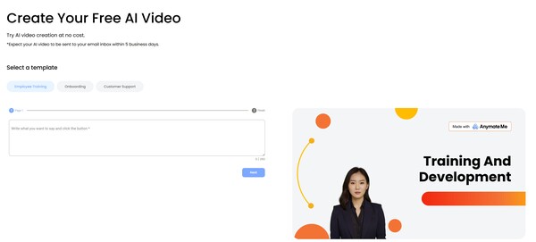 애니메이트는 누구나 쉽게 AI 아바타를 만들고 동영상에 활용할 수 있는 프로그램을 제공한다. 홈페이지 내에선 무료로 동영상을 제작할 수 있는 서비스도 제공한다. (사진=Anymate Me 홈페이지)